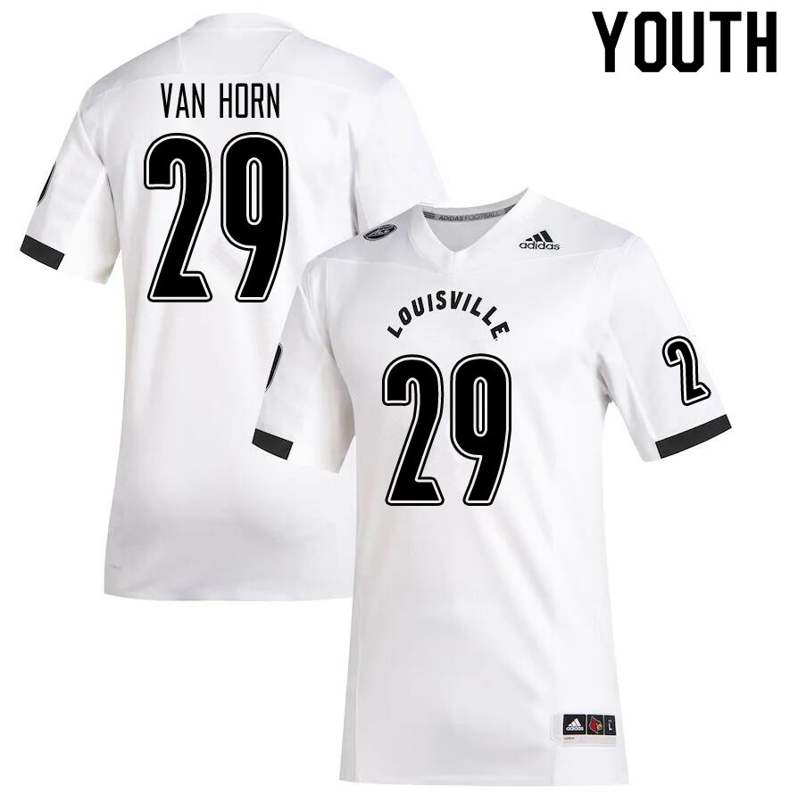 Youth #29 D.J. Van Horn Louisville Cardinals College Football Jerseys Sale-White - Click Image to Close